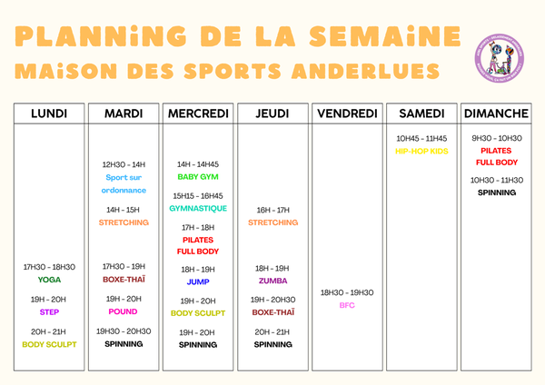 Planning Maison des Sports